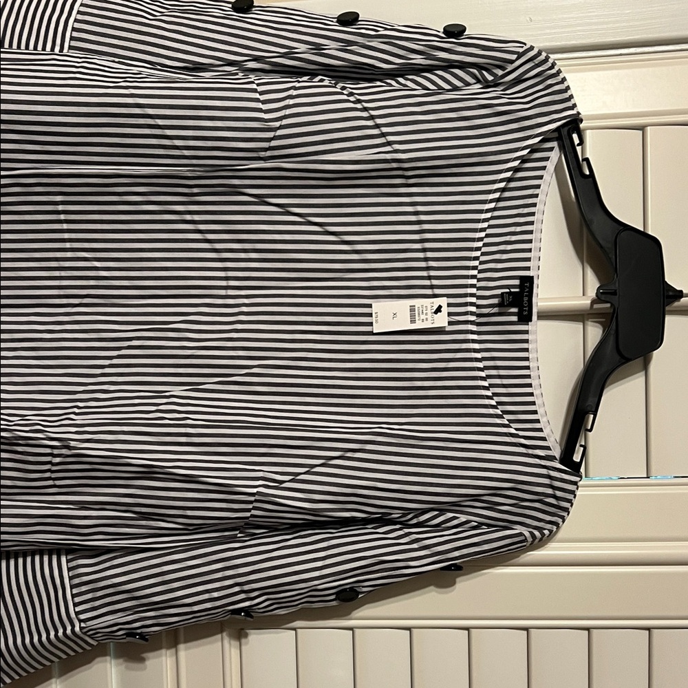 Talbots Black and White Striped Top - Picture 4 of 5
